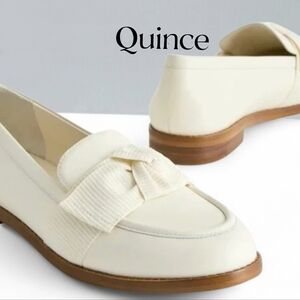 Quince New With Box Italian Leather Bow Penny Loafer In Bone Size 5